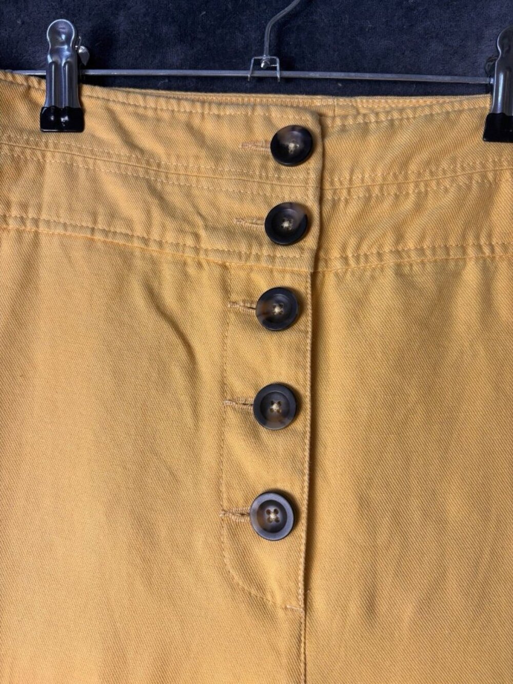 Boden Yellow Wide Leg Pants Womens US 12L Linen Blend High Rise Button - Picture 11 of 12